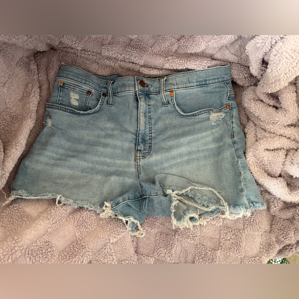 Madewell Light Blue Distressed Jean Shorts